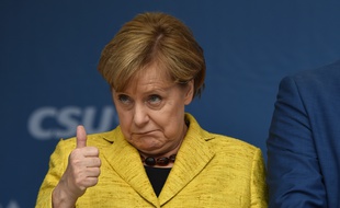 Regensburg (Allemagne), le 18 septembre 2017. Angela Merkel lors d'un meeting pour les élections législatives.