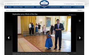 Barack Obama a écrit un mot pour justifier l'absence à l'école d'Alanah Poullard, 5 ans, qui participait à une cérémonie d'hommage aux blessés de guerre. Le 19 septembre 2013.