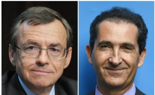Montage réalisé le 27 juillet 2015 de portraits de Alain Weill (g) et Patrick Drahi
