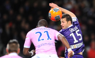 Uros Spajic, le défenseur du TFC face à Evian-Thonon-Gaillard en Ligue 1, le 22 mars 2014 au Stadium de Toulouse.