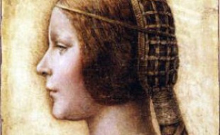 le portrait de profil pourrait être celui de Bianca Sforza, fille de Ludivico Sforza, duc de Milan. Par Leonard de Vinci