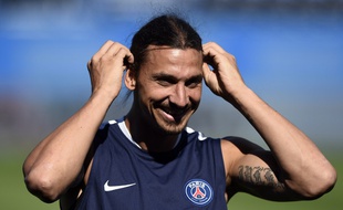 Zlatan Ibrahimovic à l'entraînement avec le PSG, le 31 juillet 2015 à Montreal.