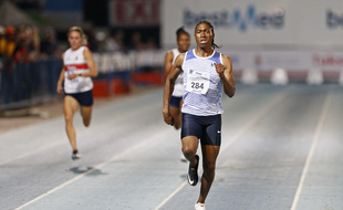 Caster Semenya lors d'un 200m à Pretoria, le 13 mars 2020.