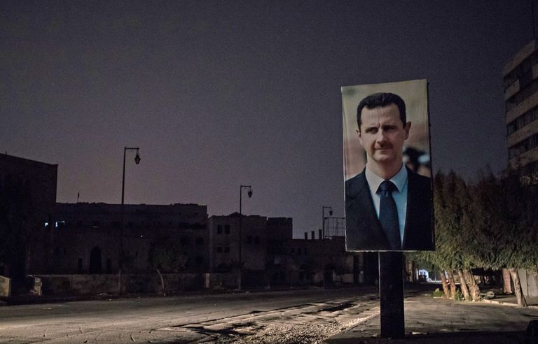 Un portrait de Bachar al-Assad à Alep, en 2018.