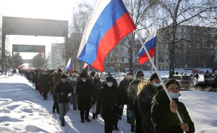 Des partisans de Alexei Navalny, à Novosibirsk le 31 janvier 2021.