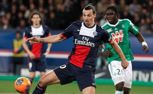 Zlatan Ibrahimovic lors du match entre le PSG et Saint-Etienne le 16 mars 2014.