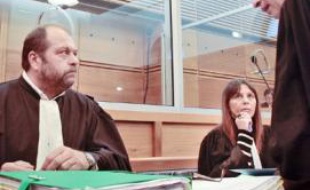 Mes Dupont-Moretti, Acquavia et Mattei, avocats d'Ange-Toussaint Federici, hier à Aix.
