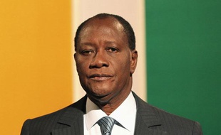 Alassane Ouattara, donné vainqueur de la présidentielle en Côte d'Ivoire, le 29 octobre 2010 à Abidjian.