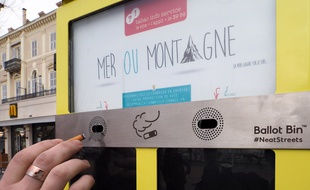 L'installation de cendriers interactifs, comme ici à Cannes, fait partie des 202 projets soumis au vote.