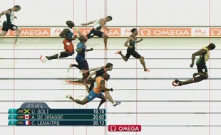 La photo finish de la finale du 200m des JO de Rio.