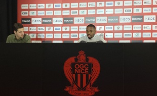 Wylan Cyprien (OGC Nice) en conférence de presse, le mardi 3 décembre 2019