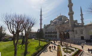 Google map du quartier touristique de Sultanahmet, près de la basilique Sainte-Sophie et de la Mosquée bleue, à Istanbul.