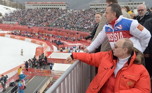 Vitali Moutko et Vladimir Poutine aux Jeux de Sotchi.