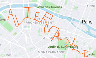 Agathe Le Sommer a décidé de courir dans les rues de Paris, afin de former le mot « alternance », visible sur son GPS.