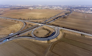 L'échangeur de Geispolsheim et l'A35, en travaux depuis mars et jusqu'en octobre 2018. Illustration