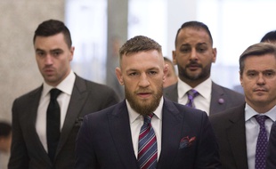 La star MMA irlandaise Conor McGregor à sa sortie du tribunal, à New York, le 26 juillet 2018.