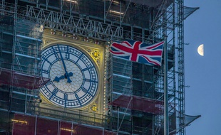 La tour de Big Ben, à Londres, pendant les travaux de restauration.