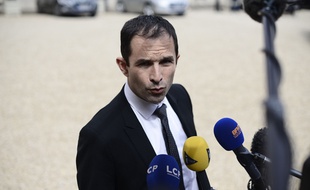 Le ministre de l'Education nationale Benoît Hamon, le 7 mai 2014 dans la cour de l'Elysée.
