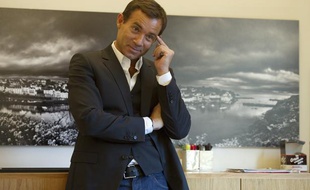 Paris le 05 Septembre 2011.
Jean-Luc DELARUE, présentateur, producteur et animateur en interview dans le locaux de sa société Reservoir Prod. societe de productions de contenus de television. France 2.