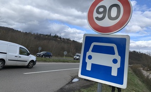 Rétablissement du 90 Km/h sur la RD 1420 à hauteur de Heligenberg (Bas-Rhin) le 4 mars 2020.