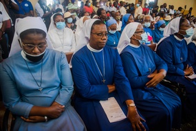 Des religieuses lors d'une messe à Port-au-Prince, en Haïti, le 15 avril 2021 (illustration).