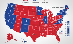 La carte finale de l'élection entre Donald Trump (306 voix) et Hillary Clinton (227 voix).