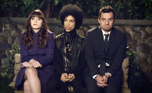 Zooey Deschanel, Prince et Jake Johnson dans l'épisode 14 de la saison 3 de New Girl