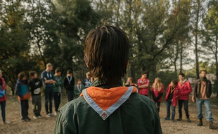 Un scout lors d'un camp.