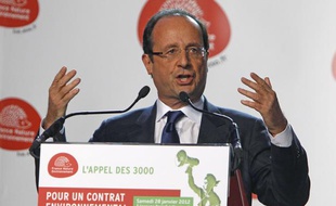 François Hollande, lors du congrès de France Nature Environnement à Montreuil, le 28 janvier 2012.