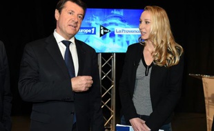 Christian Estrosi au côté de Marion Maréchal Le Pen le 8 décembre 2015 à Marseille, lors d'un débat télévisé