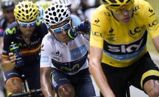 Valverde, Quintana et Froome (de droite à gauche), le 23 juillet 2015, sur la 18e étape du Tour de France.