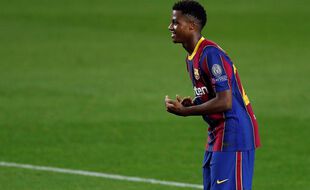 Ansu Fati lors de la victoire du Barça contre Ferencvaros en Ligue des champions le 20 octobre 2020.