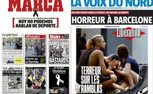 L'émotion à la une de la presse espagnole et française après les attentats de Barcelone et Cambrils.