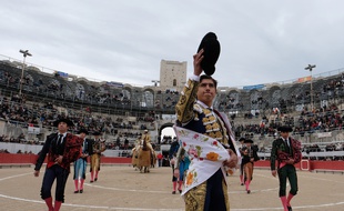 Le Mexicain Luis David Adame dans les arènes d'Arles lors d'une feria en 2018
