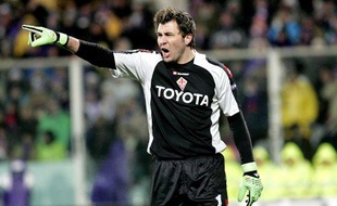 Le gardien français de la Fiorentina, Sébastien Frey, lors d'un match de Ligue des champions, le 9 mars 2010 contre le Bayern Munich à Florence.
