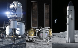 Les prototypes d'atterrisseurs lunaires de Blue Origin, Dynetics et SpaceX, ont été retenus par la Nasa.