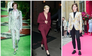 Défilé Gucci Hommes Printemps-été 2017, l'actrice Kristen Stewart, la chanteuse Christine and The Queens.