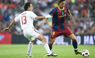 Zlatan Ibrahimovic lors de son dernier match sous le maillot catalan, le 25 août 2010 au Camp Nou.