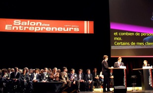 Bill Gates anime une conférence lors du désormais traditionnel Salon des entrepreneurs.