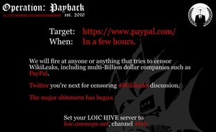 Un cyber-tract du groupe de hackers Anonymous qui appelle à des représailles pour défendre WikiLeaks