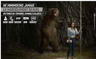 Une des trois affiches de la campagne d'Ile-de-France Mobilités pour lutter contre le harcèlement sexuel dans les transports en commun.