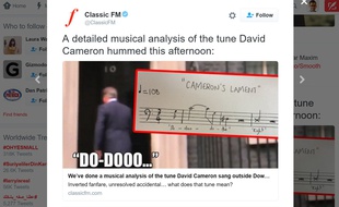 La partition des notes fredonnées par David Cameron le 11 juillet 2016.