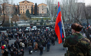 Des manifestations à Yerevan en Arménie.