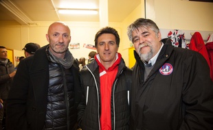 Fabien Barthez, Christophe Pélissié et Jérôme Ducros, respectivement directeur général, entraîneur et président de Luzenac.