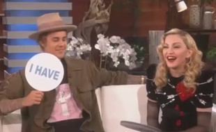 Justin Bieber et Madonna, sur le plateau du «Ellen Show», le 17 mars 2015.