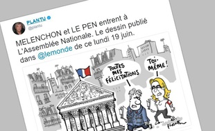 Capture d'écran d'une caricature publiée par Plantu sur Twitter le 19 juin 2017.