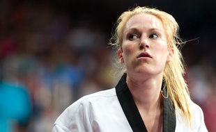 La championne de taekwondo française Marlène Harnois, lors des Jeux olympiques de Londres, le 9 août 2012.