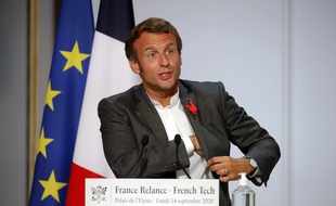 Emmanuel Macron lors de sa rencontre à l'Elysée avec les acteurs de la French Tech, le 14 septembre 2020.