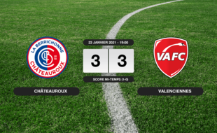 Ligue 2, 21ème journée: Châteauroux et le VAFC font match nul 3-3