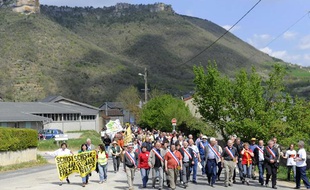 Manifestation contre les gaz de schiste, le 17 avril 2011 à Nant, dans l'Ardèche.